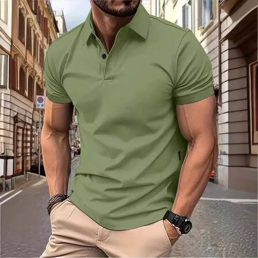 男士新款夏季纯色上衣人气时尚流行短袖修身欧美短袖