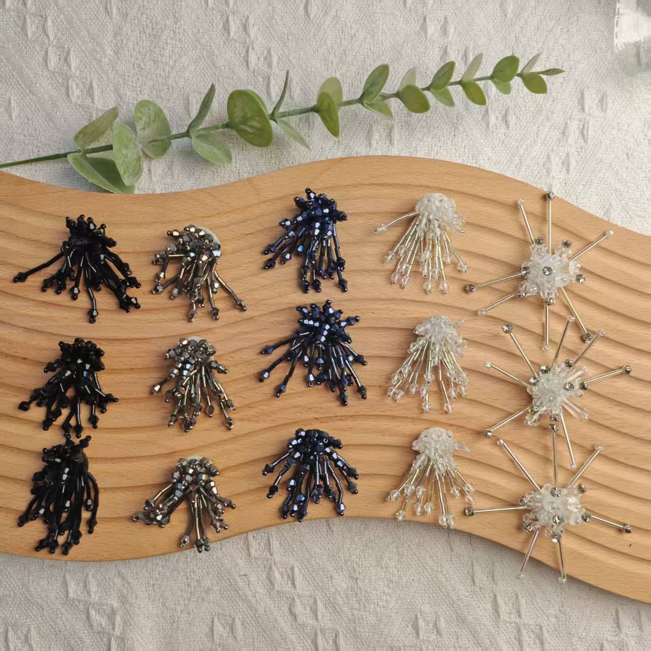 流苏水晶管珠立体手工钉珠时尚潮流耳环配饰轻奢高级diy配件批发