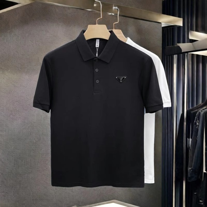 夏季潮牌轻奢男士短袖POLO衫时尚潮流金属三角标翻领休闲T恤