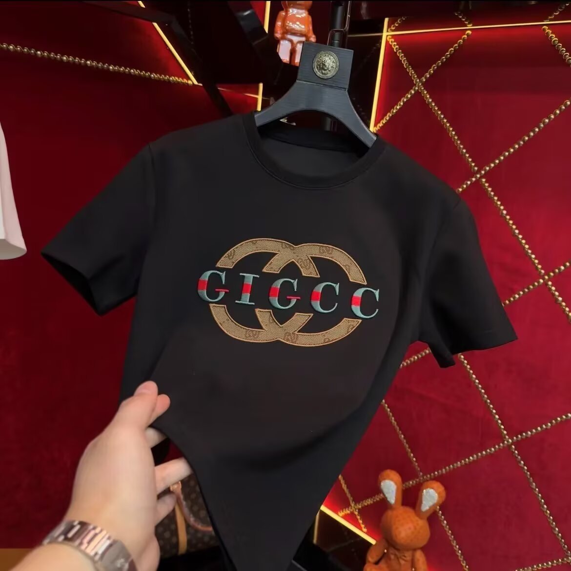 春夏季新款男短袖轻奢高端印花上档次百搭时尚圆领设计师修身洋气